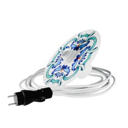 Φωτιστικό Εξωτερικού Χώρου Snake Eiva με Μεταλλικό Καπέλο Πιάτο mini Ellepì 'Maioliche', με στεγανό ντουί IP65 και φις - Majolica Μπλε - Creative Cables