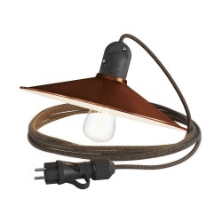 Φωτιστικό Εξωτερικού Χώρου Snake Eiva με Καπέλο Swing, με 5m καλώδιο, στεγανό ντουί IP65 και φις - Λευκό - Χαλκινο vintage - Creative Cables