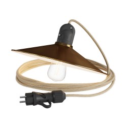 Φωτιστικό Εξωτερικού Χώρου Snake Eiva με Καπέλο Swing, με 5m καλώδιο, στεγανό ντουί IP65 και φις - Λευκό - Χρυσό Ματ - Creative Cables