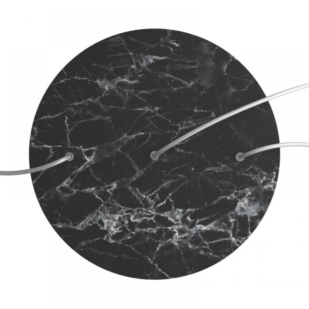 Ροζέτα Rose-One 400mm Στρογγυλή με 3 Τρύπες Σε Σειρά Μαύρο Μάρμαρο - Creative Cables