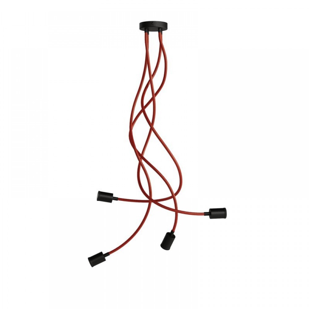 Φωτιστικό Τοίχου ή Οροφής 4φωτο Κινητό Σποτ Mini GU1d0 με εύκαμπτο σωλήνα Flex 90cm Μαύρο - Creative Cables