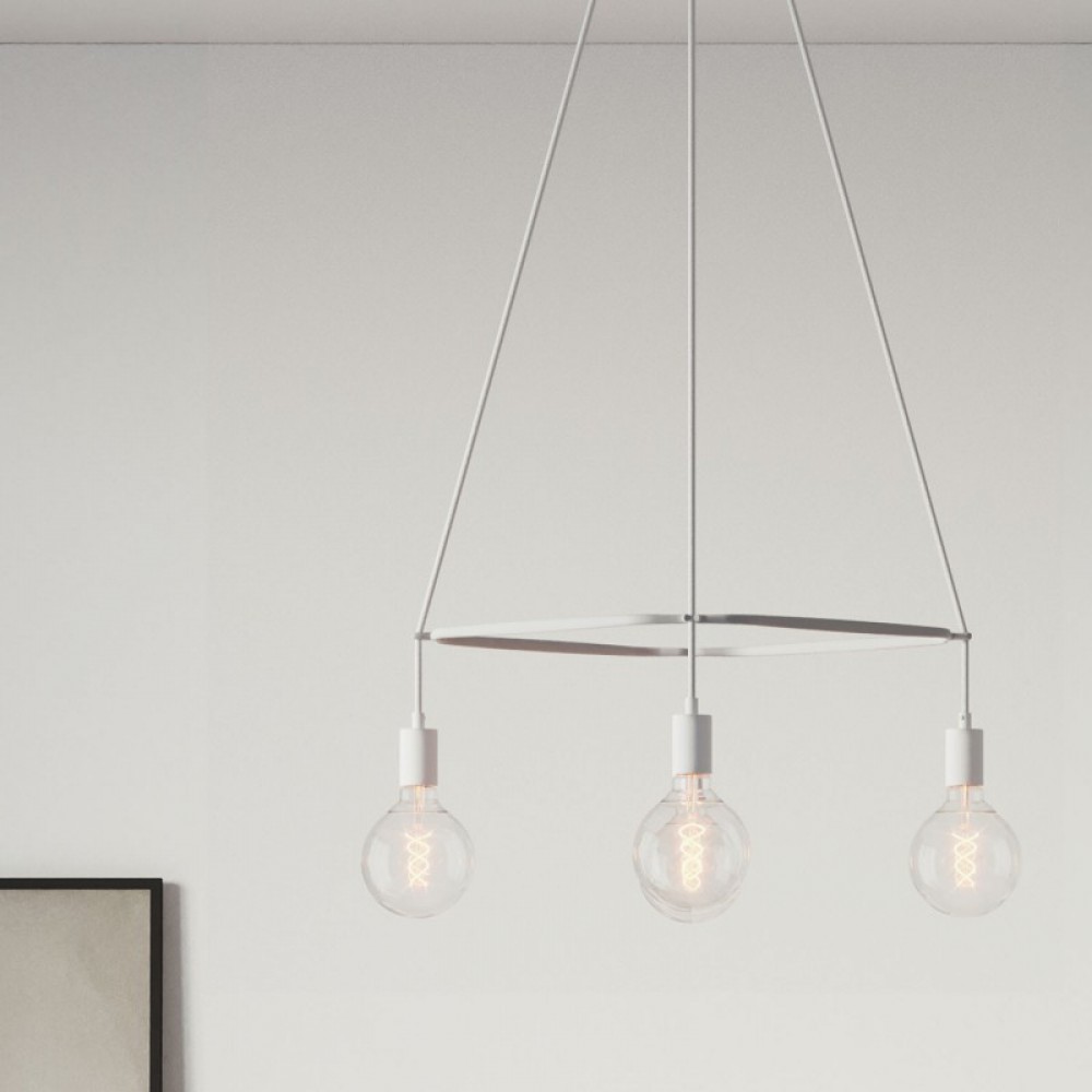 Κρεμαστό φωτιστικό 4φωτο Cage Globe Λευκό ΜΑΤ 4xE27 - Creative Cables