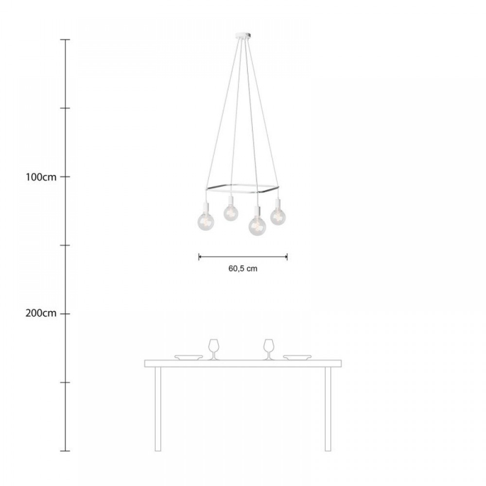 Κρεμαστό φωτιστικό 4φωτο Cage Globe Λευκό ΜΑΤ 4xE27 - Creative Cables