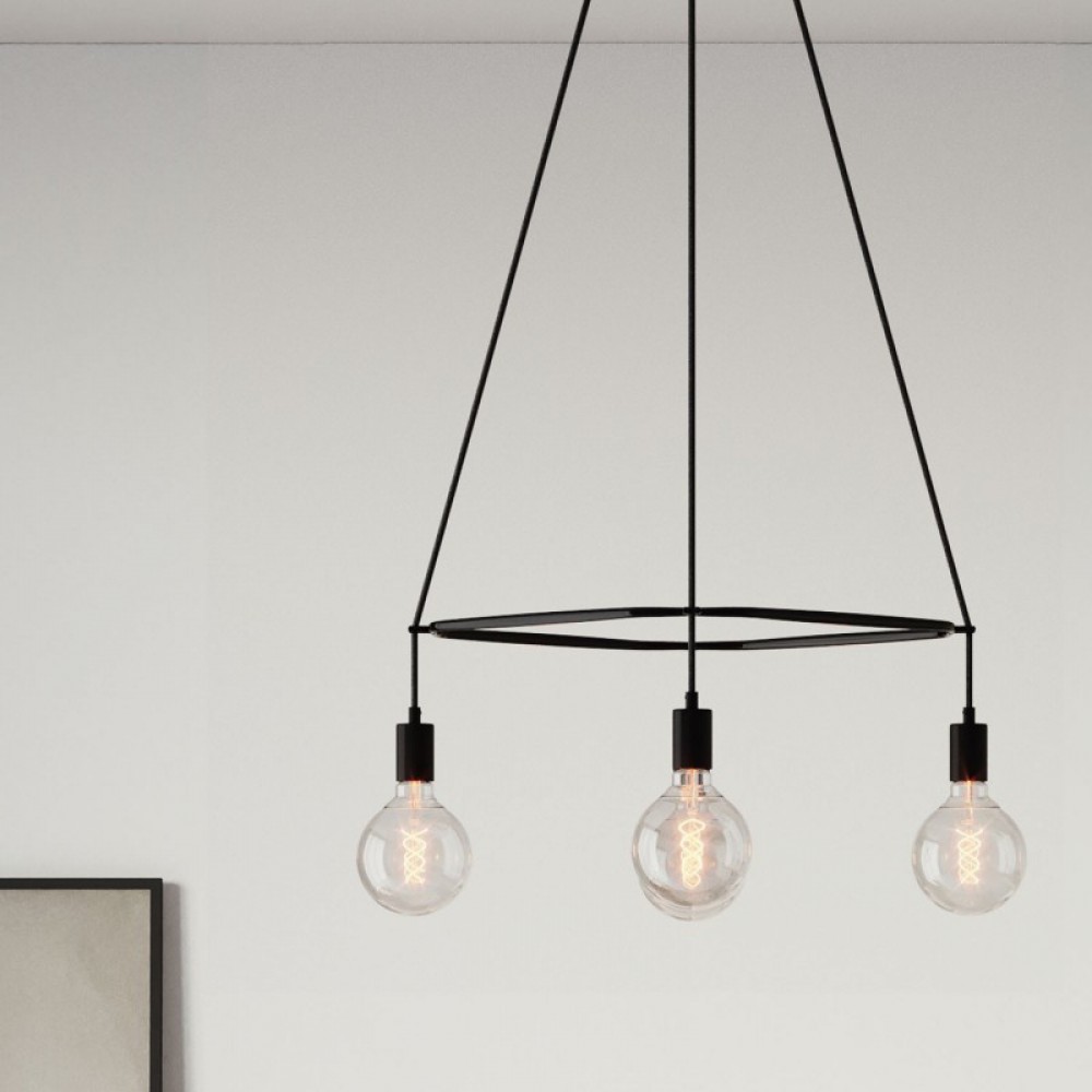 Κρεμαστό φωτιστικό 4φωτο Cage Globe Μαύρο ΜΑΤ 4xE27 - Creative Cables
