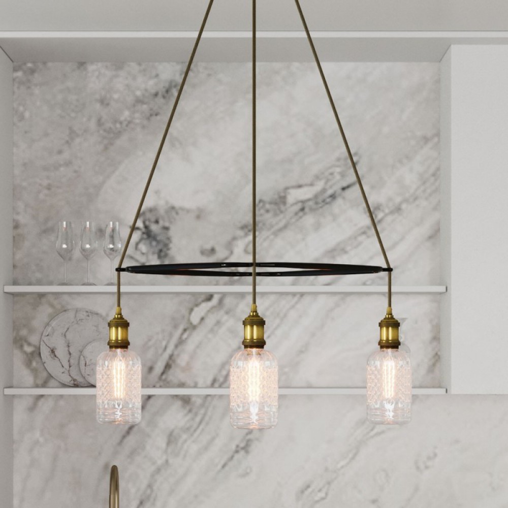 Κρεμαστό φωτιστικό 4φωτο Cage Globe Crystal Χρυσό 4xE27 - Creative Cables