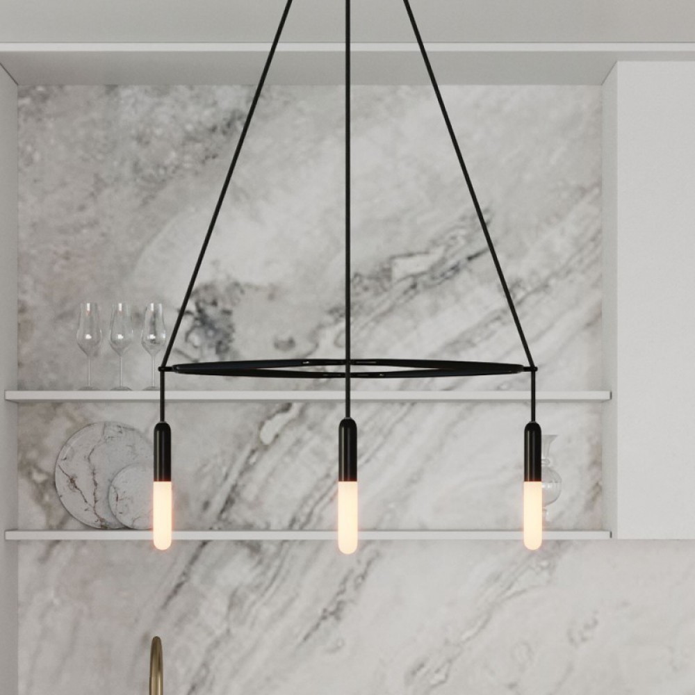 Κρεμαστό φωτιστικό 4φωτο Cage P-Light Μαύρο 4xE14 - Creative Cables