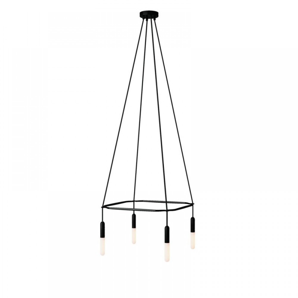 Κρεμαστό φωτιστικό 4φωτο Cage P-Light Μαύρο 4xE14 - Creative Cables