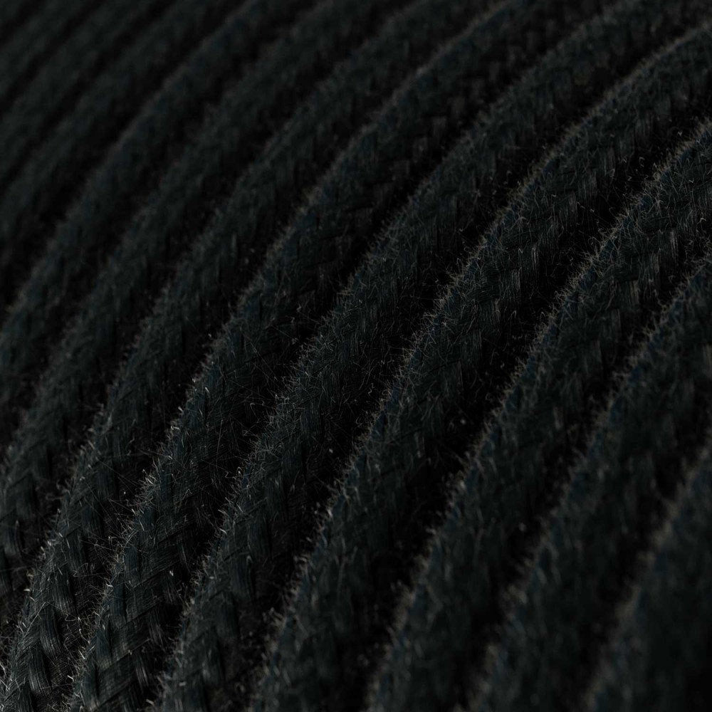 Ultra Soft Στρογγυλό Υφασμάτινο Καλώδιο Σιλικόνης RC04 2x0,75mm - Μαύρο Βαμβάκι - Creative Cables