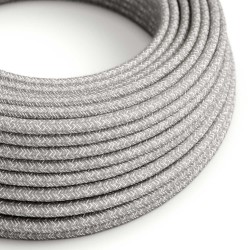Ultra Soft Στρογγυλό Υφασμάτινο Καλώδιο Σιλικόνης RN02 2x0,75mm - Φυσικό Λινό Γκρι - Creative Cables