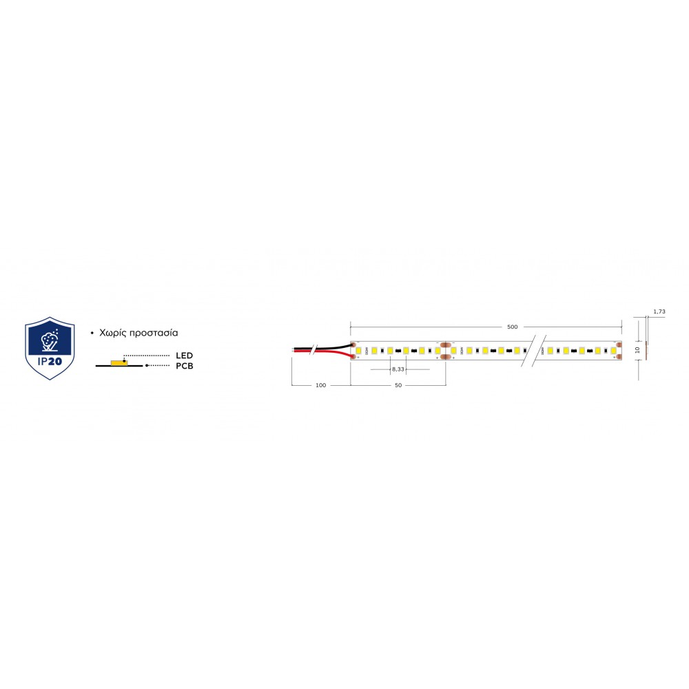 Ταινία Led 9W 24V IP20 JAZZ 15 μέτρα Ουδέτερο Λευκό 4000K - CUBALUX