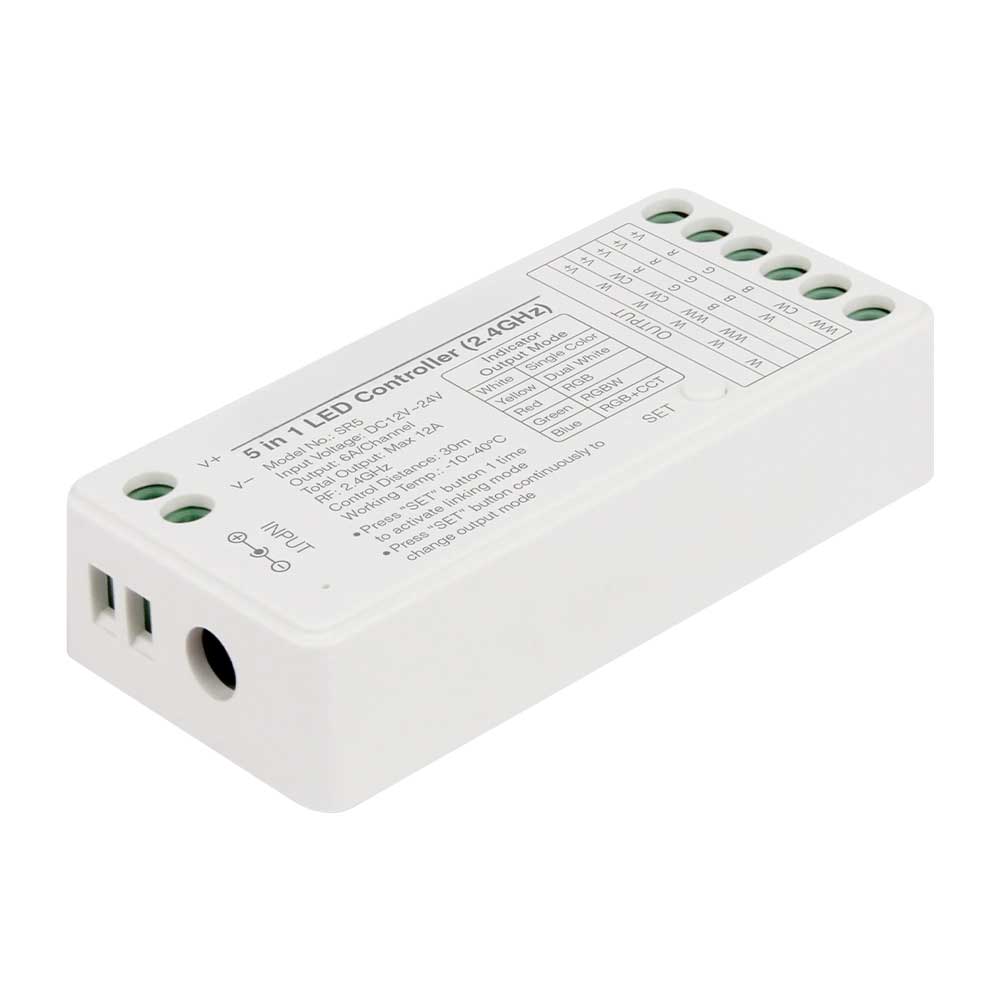 RF controller 5 σε 1, 12Α 12/24Vdc, για ταινία Led μονόχρωμη, TW, RGB, RGBW, RGBCCT) - Cubalux