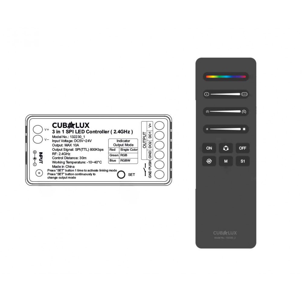 RF - Push Button SPI Controller 3 σε 1 με ασύρματο χειριστήριο SPI (Σετ) - Cubalux