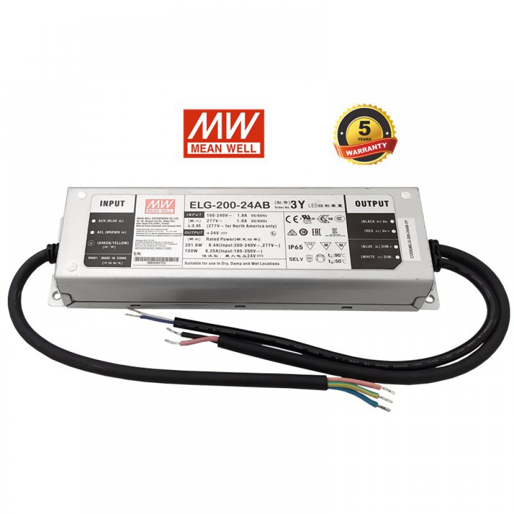 Dimmable 0/1-10V Τροφοδοτικό LED Meanwell 150 Watt 24VDC IP65