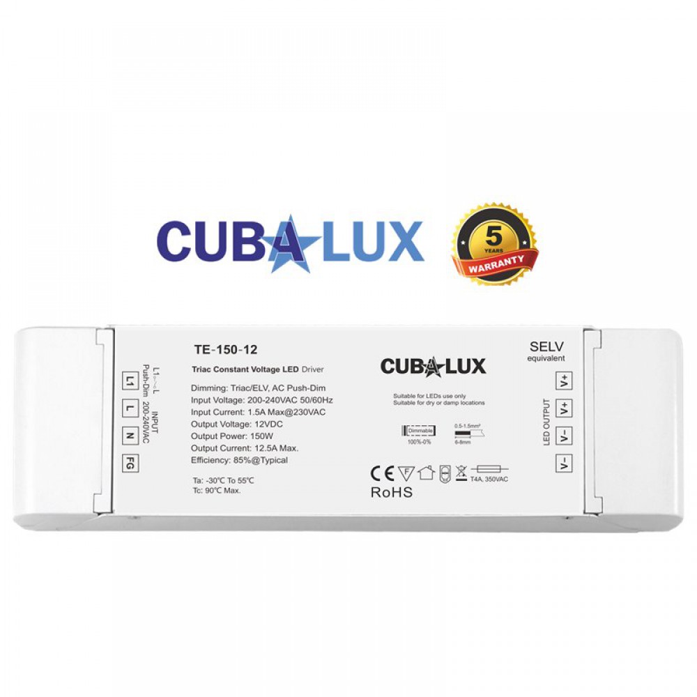 Dimmable TRIAC, Push button τροφοδοτικό LED Cubalux 150 Watt 12VDC IP20