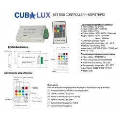 RF RGB Controller Με Χειριστήριο 3x4A 12/24Vdc - Cubalux