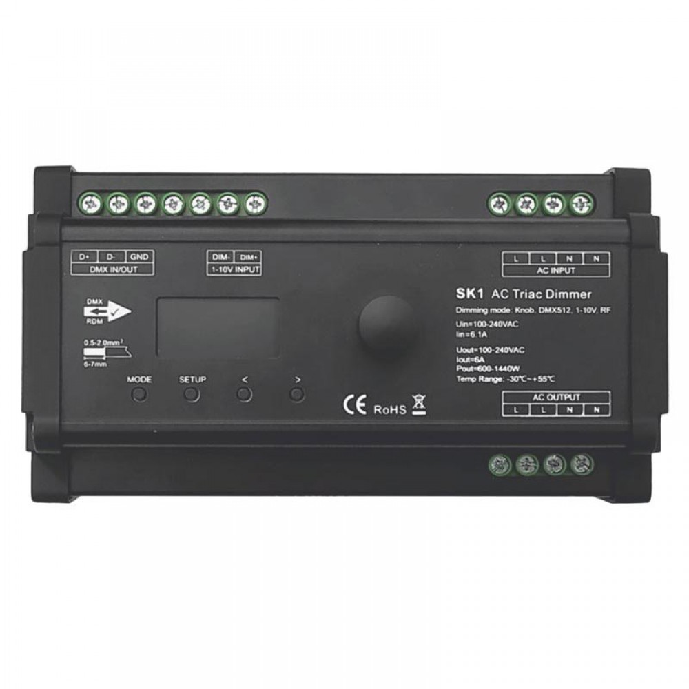 Dimmer Ράγας 6A 230VAC (RF, 0/1-10V, Manual, DMX512) - Cubalux