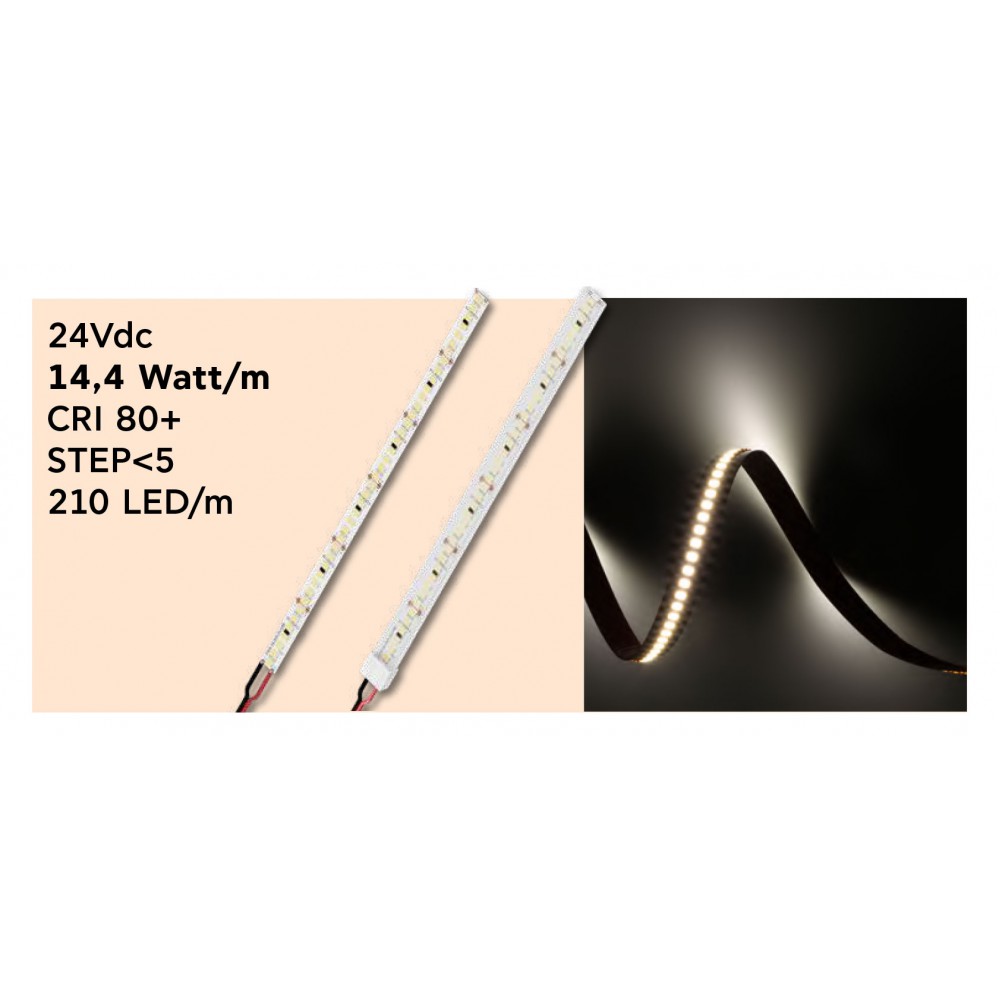 Ταινία LED TΩRA 14,4 Watt/m 24V CRI80 IP20 210 led/m 5m (8mm) 6000K - 5 μέτρα - CUBALUX
