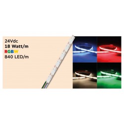 Ταινία LED TΩRA COB RGBW 18Watt/m 24V CRI90(3000K) IP20 840 led/m 5m (12mm) - 5 μέτρα - CUBALUX