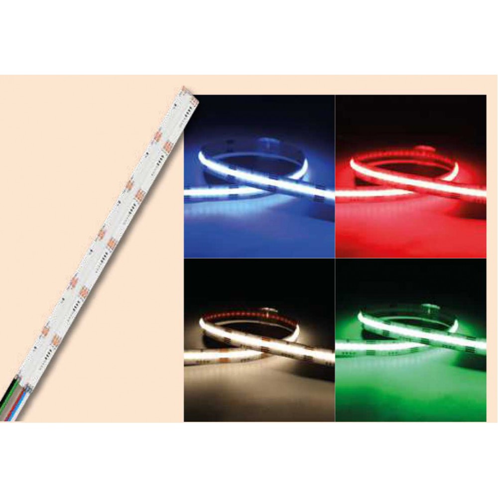Ταινία LED TΩRA COB RGBW 18Watt/m 24V CRI90(3000K) IP20 840 led/m 5m (12mm) - 5 μέτρα - CUBALUX