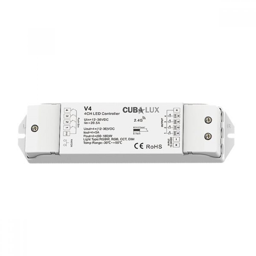 Controller Simlicity Πολλαπλών λειτουργιών 4x5A DIM / RGB / RGBW / CCT - Cubalux