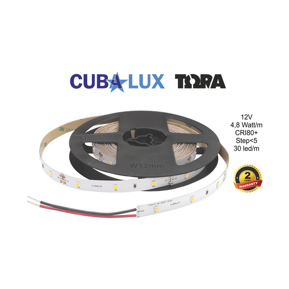 Ταινία Led TΩRA 12V 4,2 Watt IP65 Θερμό λευκό 3000K - 5 μέτρα - CUBALUX