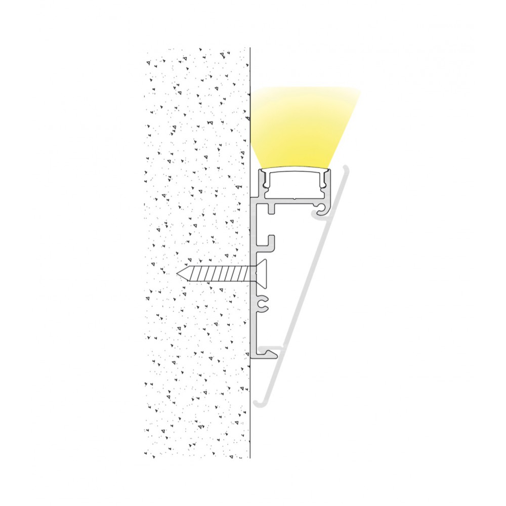 Προφίλ Αλουμινίου Τοίχου Ίσια για Κρυφό Φωτισμό 2 μέτρα - Cubalux