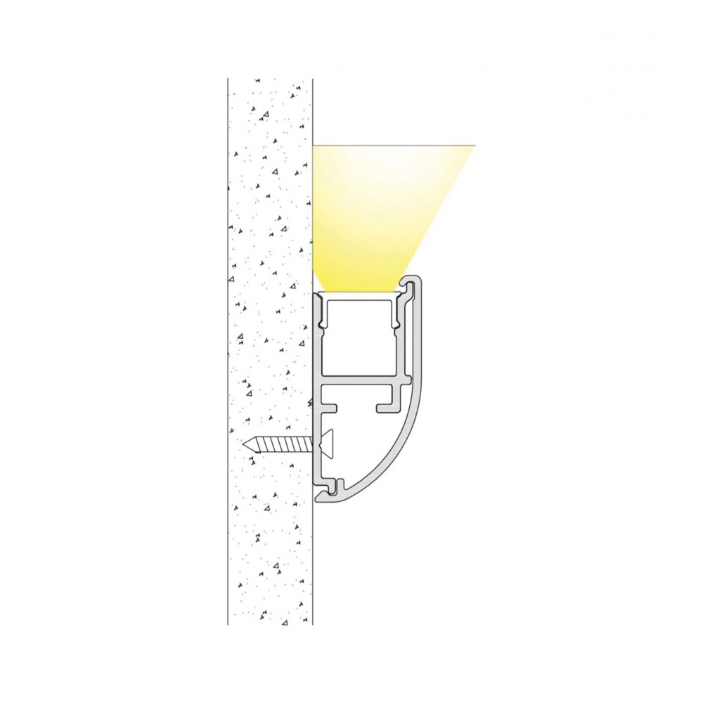Προφίλ Αλουμινίου Τοίχου Καμπύλη για Κρυφό Φωτισμό 2 μέτρα - Cubalux