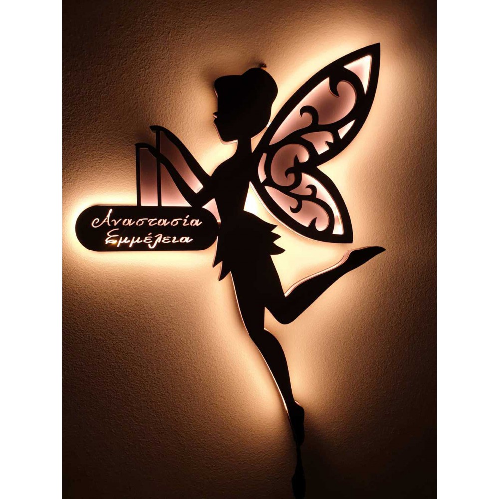 Custom LED Φωτιστικό Τοίχου Νεράιδα - Χειροποίητο Φωτιστικό Από Ξύλο 45x30 cm Custom LED Φωτιστικό Τοίχου Νεράιδα - Χειροποίητο Φωτιστικό Από Ξύλο 45x30 cm