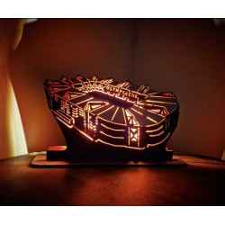 Custom LED Φωτιστικό γραφείου Γήπεδο Καραϊσκάκης - Χειροποίητο Φωτιστικό Από Ξύλο 26×6×16 cm