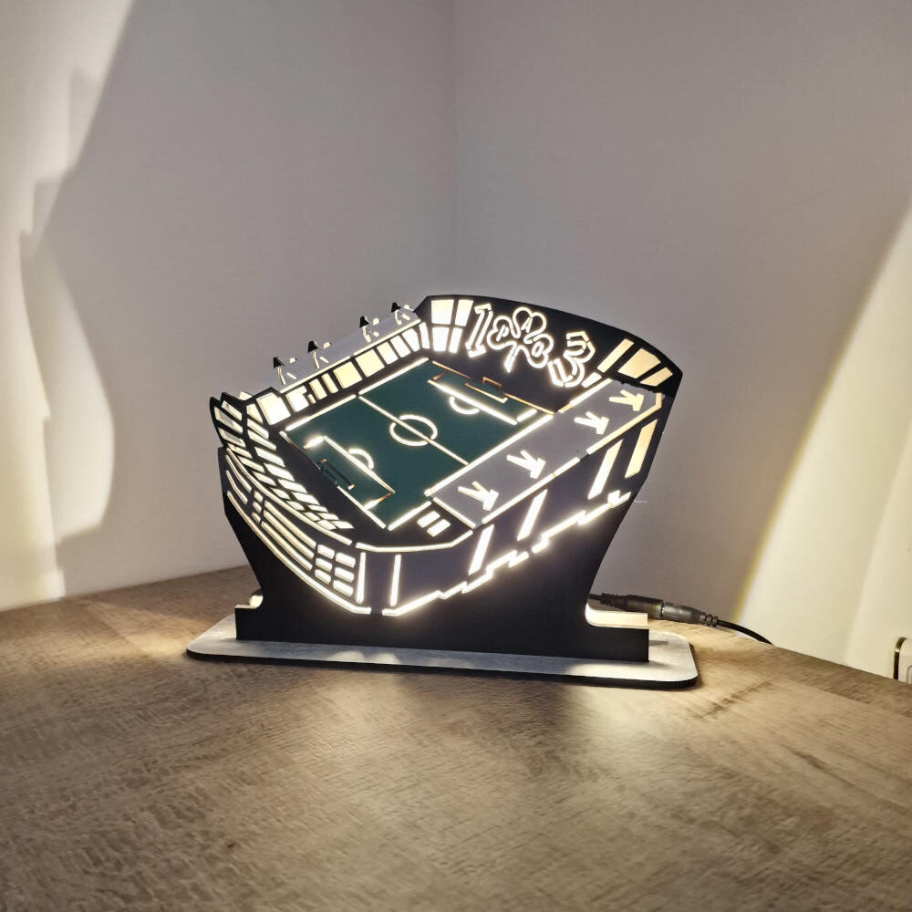 Custom LED Φωτιστικό γραφείου Γήπεδο Λεωφόρου - Χειροποίητο Φωτιστικό Από Ξύλο 27×6×20 cm