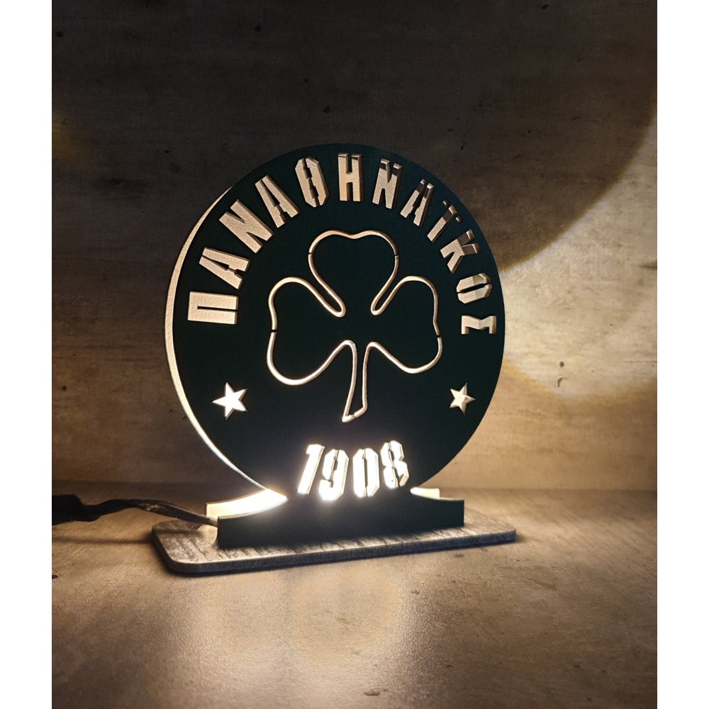 Custom LED Ξύλινο επιτραπέζιο φωτιστικό ομάδας - Χειροποίητο Φωτιστικό Από Ξύλο 15×18 cm