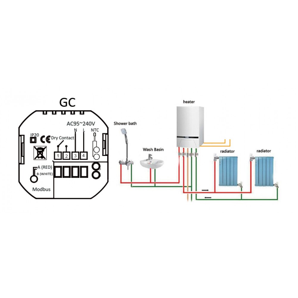 Θερμοστάτης Αερίου BHT-002-GC, Λευκός