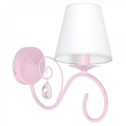 Παιδικό Φωτιστικό Τοίχου Ροζ SARA PINK 1x E14 Με Λευκό Καπέλο Και Κρύσταλλα - MiLagro