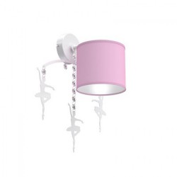 Παιδικό Φωτιστικό Τοίχου Με Υφασμάτινο Καπέλο με Μπαλαρίνες και Κρύσταλλα Ροζ Φ22cm 1x E27 BALETNIKA - MiLagro