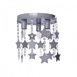 Παιδικό Φωτιστικό Οροφής STAR 3-φωτο Γκρι με Αστέρια και Κρύσταλλα - MiLagro