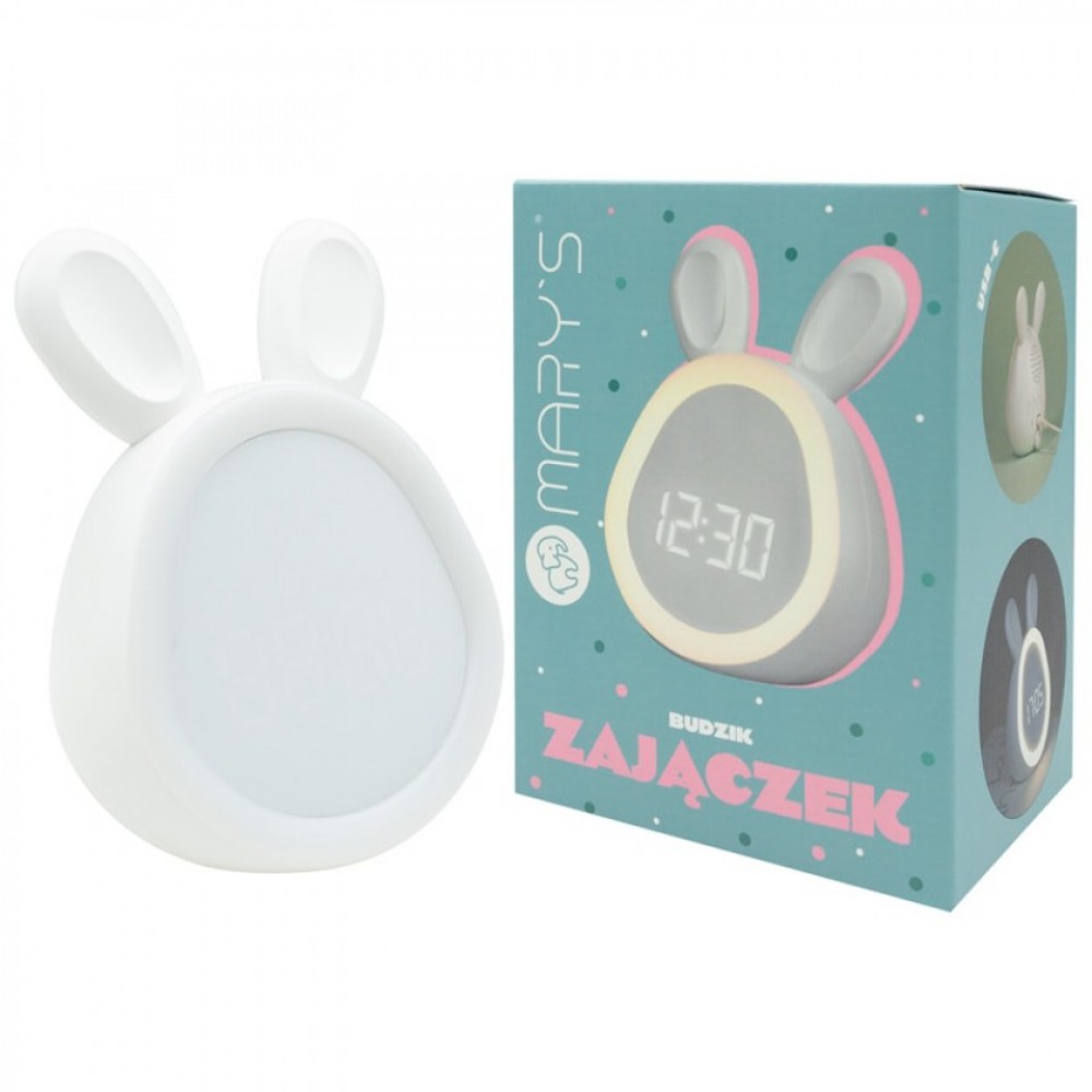 Φωτιζόμενο Ηλεκτρονικό Ξυπνητήρι Κουνελάκι Λευκό