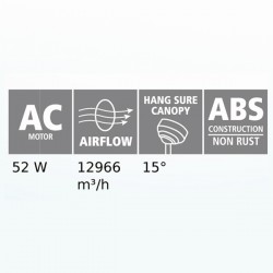 Ανεμιστήρας Οροφής Με Τέσσερις Λεπίδες ABS Πλαστικός Σε Μαύρο Ματ Ø122cm 52W BONDI 48 - Eglo