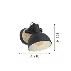 Φωτιστικό Τοίχου Από Μέταλλο Και Ξύλο Σε Μαύρο Και Κρεμ Χρώμα 1x 28W E27 LUBENHAM - Eglo