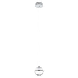 LED Κρεμαστό Φωτιστικό Μονόφωτο Γυάλινο Με Κρύσταλλα Ø14cm 1x 5W 480lm MONTEFIO 1 Eglo