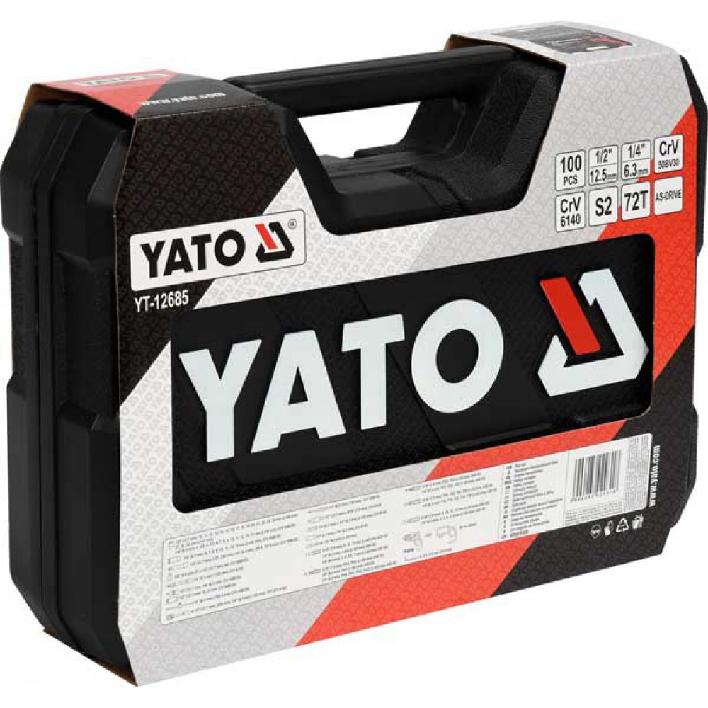 Επαγγελματική Κασετίνα Σετ Εργαλείων Με Κατσαβίδι Μπαταρίας 3.6V 100τμχ 1/4” & 1/2” YT-12685 - Yato Tools