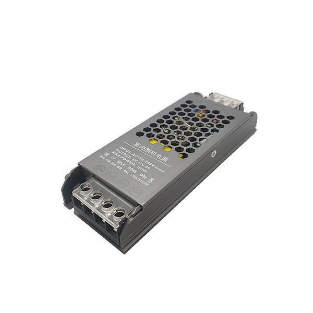 ΤΡΟΦΟΔΟΤΙΚΟ ΜΕΤΑΛΛΙΚΟ SLIM 12V DC 100W IP20 EUROLAMP
