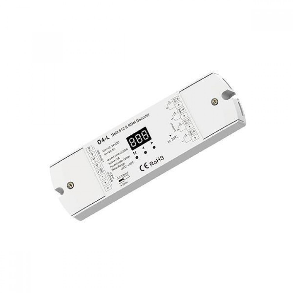 DMX512/RDM DECODER RGBW 5A*4CH 12-24VDC MAX20A D4-L EUROLAMP