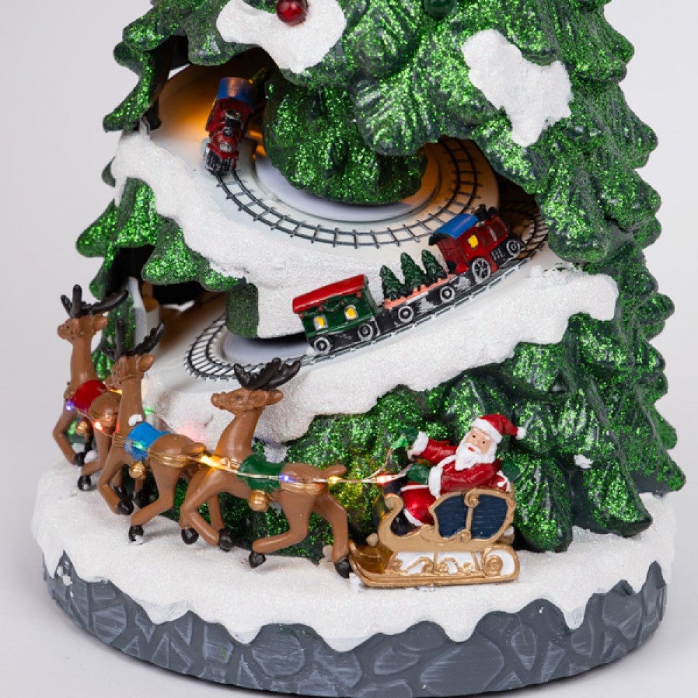 ΧΡΙΣΤΟΥΓΕΝΝΙΑΤΙΚΟ ΔΕΝΤΡΟ ΜΕ ΚΙΝΟΥΜΕΝΟ ΕΛΚΥΘΡΟ, ΜΕ ΜΟΥΣΙΚΗ, ΚΙΝΗΣΗ ΚΑΙ ΦΩΣ, ΜΕ ΜΕΤΑΣΧΗΜΑΤΙΣΤΗ, 23x23x42cm