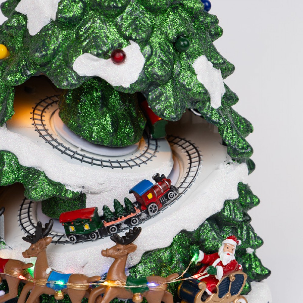 ΧΡΙΣΤΟΥΓΕΝΝΙΑΤΙΚΟ ΔΕΝΤΡΟ ΜΕ ΚΙΝΟΥΜΕΝΟ ΕΛΚΥΘΡΟ, ΜΕ ΜΟΥΣΙΚΗ, ΚΙΝΗΣΗ ΚΑΙ ΦΩΣ, ΜΕ ΜΕΤΑΣΧΗΜΑΤΙΣΤΗ, 23x23x42cm