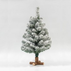 ΕΛΑΤΟ ΧΙΟΝΙΣΜΕΝΟ PVC, ΜΕ ΞΥΛΙΝΗ ΣΤΑΥΡΩΤΗ ΒΑΣΗ, 75cm - Magic Christmas