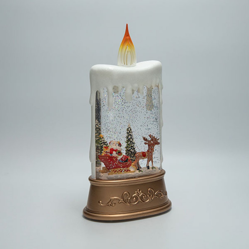 ΕΠΙΤΡΑΠΕΖΙΟ ΔΙΑΚΟΣΜΗΤΙΚΟ ΣΕ ΣΧΗΜΑ ΚΕΡΙΟΥ, ΜΕ ΑΓΙΟ ΒΑΣΙΛΗ ΚΑΙ ΕΛΚΥΘΡΟ, ΜΕ ΝΕΡΟ ΣΤΟ ΕΣΩΤΕΡΙΚΟ, ΦΩΤΙΖΟΜΕΝΟ, ΜΠΑΤΑΡΙΑΣ, TIMER, 15.5x9.5x30cm