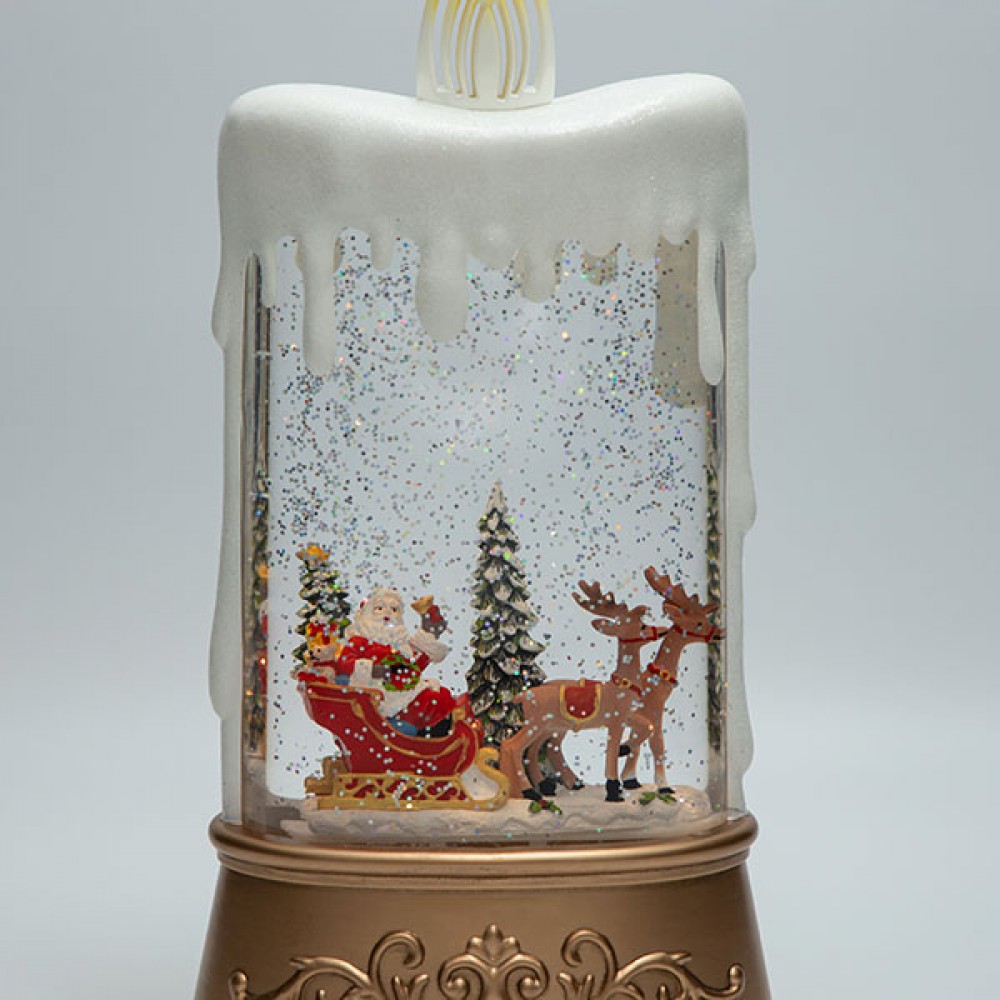 ΕΠΙΤΡΑΠΕΖΙΟ ΔΙΑΚΟΣΜΗΤΙΚΟ ΣΕ ΣΧΗΜΑ ΚΕΡΙΟΥ, ΜΕ ΑΓΙΟ ΒΑΣΙΛΗ ΚΑΙ ΕΛΚΥΘΡΟ, ΜΕ ΝΕΡΟ ΣΤΟ ΕΣΩΤΕΡΙΚΟ, ΦΩΤΙΖΟΜΕΝΟ, ΜΠΑΤΑΡΙΑΣ, TIMER, 15.5x9.5x30cm