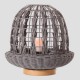 ΠΟΡΤΑΤΙΦ E27 ΒΑΣΗ ΞΥΛΟ & RATTAN Φ29X30 ΓΚΡΙ - Eurolamp
