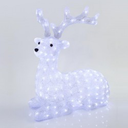 Ακρυλικός Τάρανδος Καθιστός, 200 Λευκά LED, Με Μετασχηματιστή, 74X36X73CM, IP44 - Magic Christmas