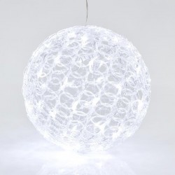 Ακρυλική Μπάλα, 60 Λευκά LED, Με Μετασχηματιστής, 30CM, IP44 - Magic Christmas